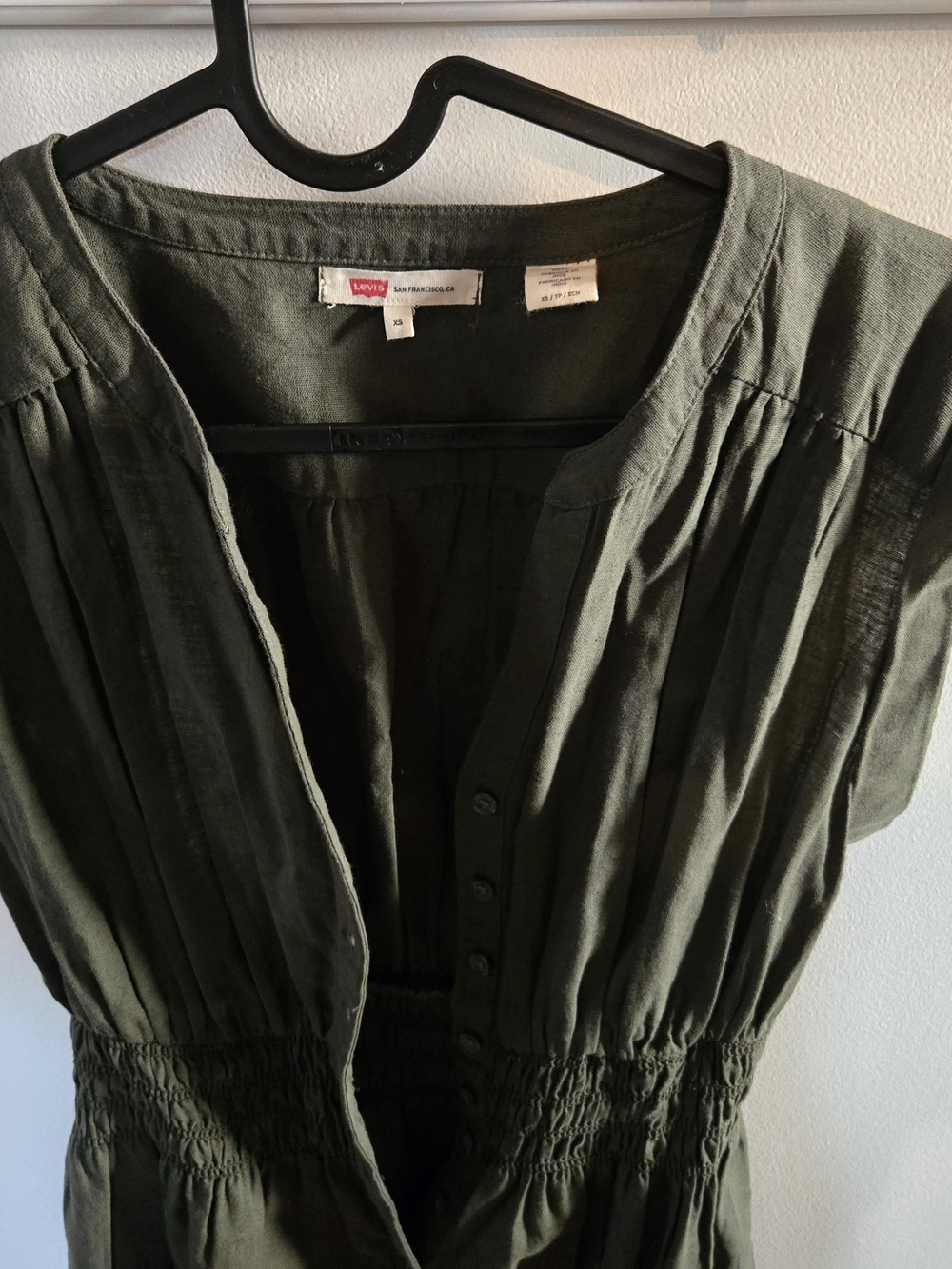 Levi's Olive Green Button-Front Midi Dress